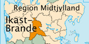 Kort med angivelse af Ikast-Brande kommune