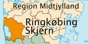 Kort med angivelse af Ringkøbing Skjern kommune