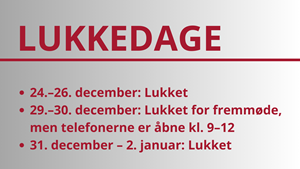 Lukkedage i FOA Nordjylland - jul og nytår 2025/2026