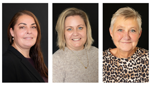 De tre fællestillidsrepræsentanter, der alle arbejder som social- og sundhedsassistenter i regionen, fra venstre Tina Brejl Aagaard - Dorte Trudslev Vingaa og Susan Jørgensen.