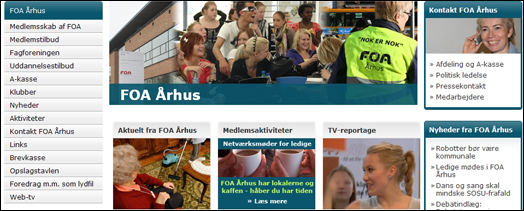 Mange muligheder på FOA Århus' hjemmeside