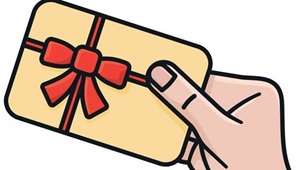 Tegning af hånd med gavekort