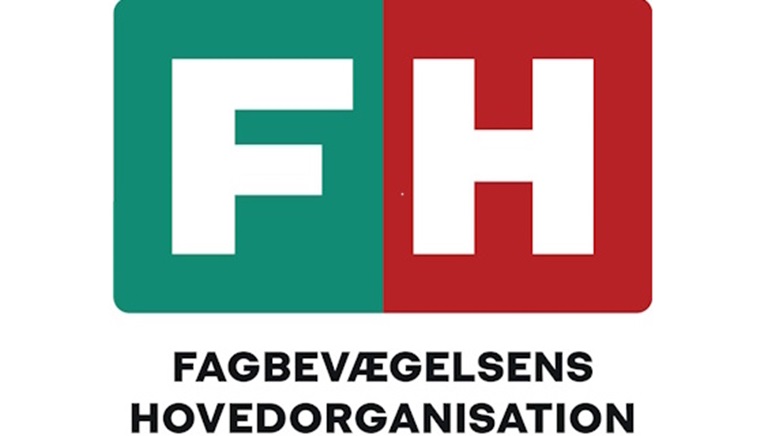 FH - Fagbevægelsens Hovedorganisation - logo i grønt og rødt