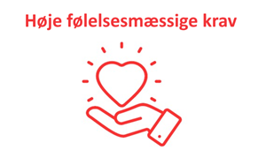 Hånd under hjerte og teksten Høje følelsesmæssige krav