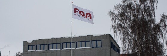 Foa Roskilde Hus m flag i sne