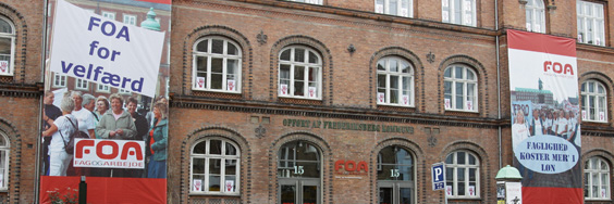 FOA Social- og Sundhedsafdelingen holder til på Godthåbsvej 15 på Frederiksberg. Her ses fagforeningens facade