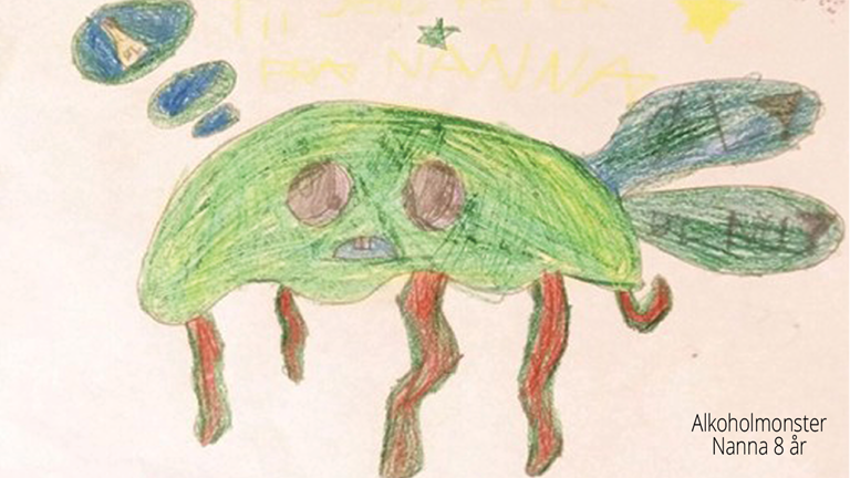 Alkoholmonsteret tegnet af Nanna 8 år