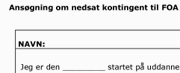 Udsnit af ansøgningsskema til nedsat kontingent