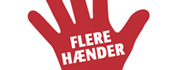 Rød hånd med teksten "Flere hænder"