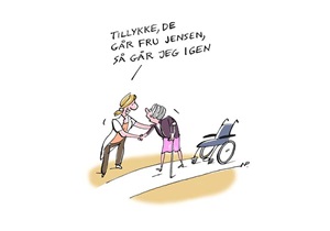 Tegning af ældre kvinde og plejer