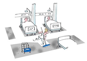 Tegning af rengøringskvinde på sygehusstue 